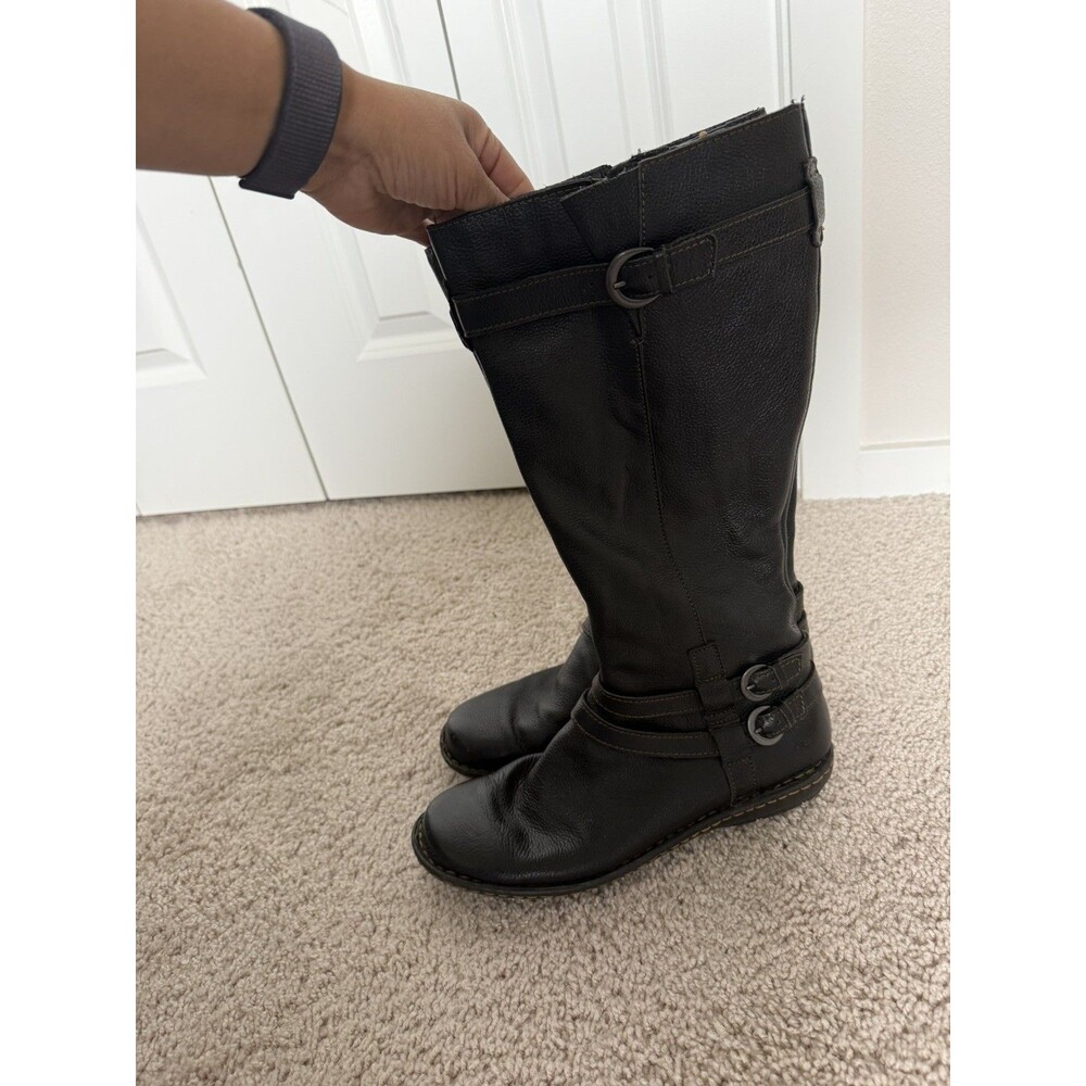 BORN B.O.C. CREEK Tall Zip Side Women's Boots, Size 10, black leather